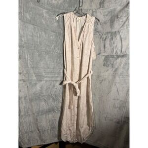 Cloth & Stone Dress Beige Leopard Print Sleeveless Button Front Tie
 XL NEW